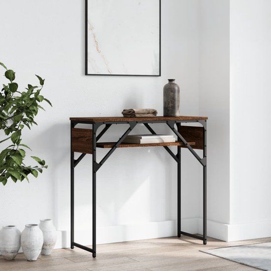 vidaXL Wandtafel met schap 75x30x75 cm bewerkt hout bruineikenkleurig