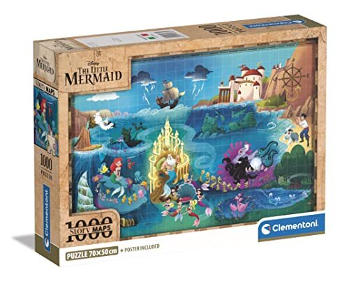 Clementoni The Little Mermaid-1000 puzzel voor volwassenen, gemaakt in Italië, meerkleurig, 39783