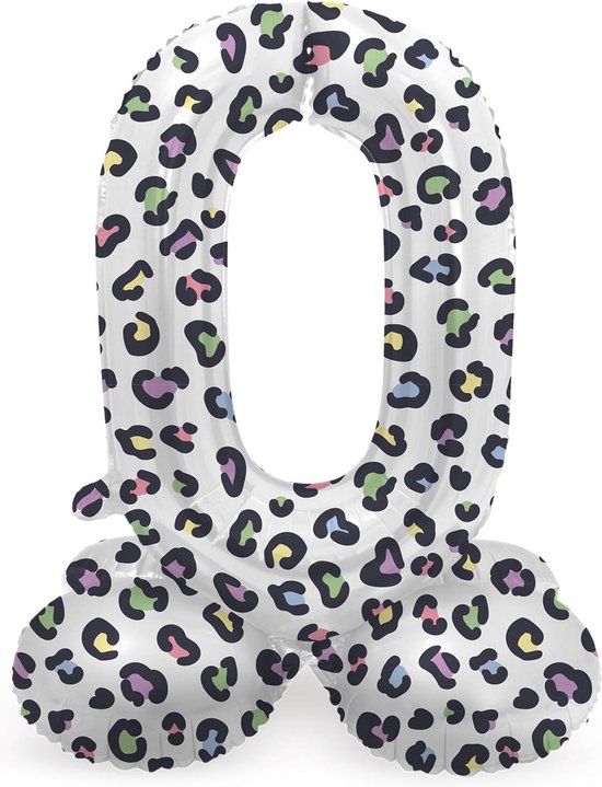 Folat Staande Folieballon Cijfer 0 Bright Panther - 41 cm