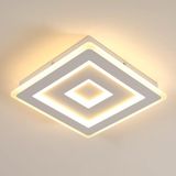 Comely LED Plafondlamp Vierkant Modern, 36W 28cm Plafondlamp, Witte Plafondkroonluchter voor Slaapkamer, Woonkamer, Warm Licht 3000K