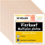 Creative Deco 10 stuks 30x30cm Multiplex Platen Vierkant | 300 x 300 x 3 mm | Baltische Berkenhoutlaag