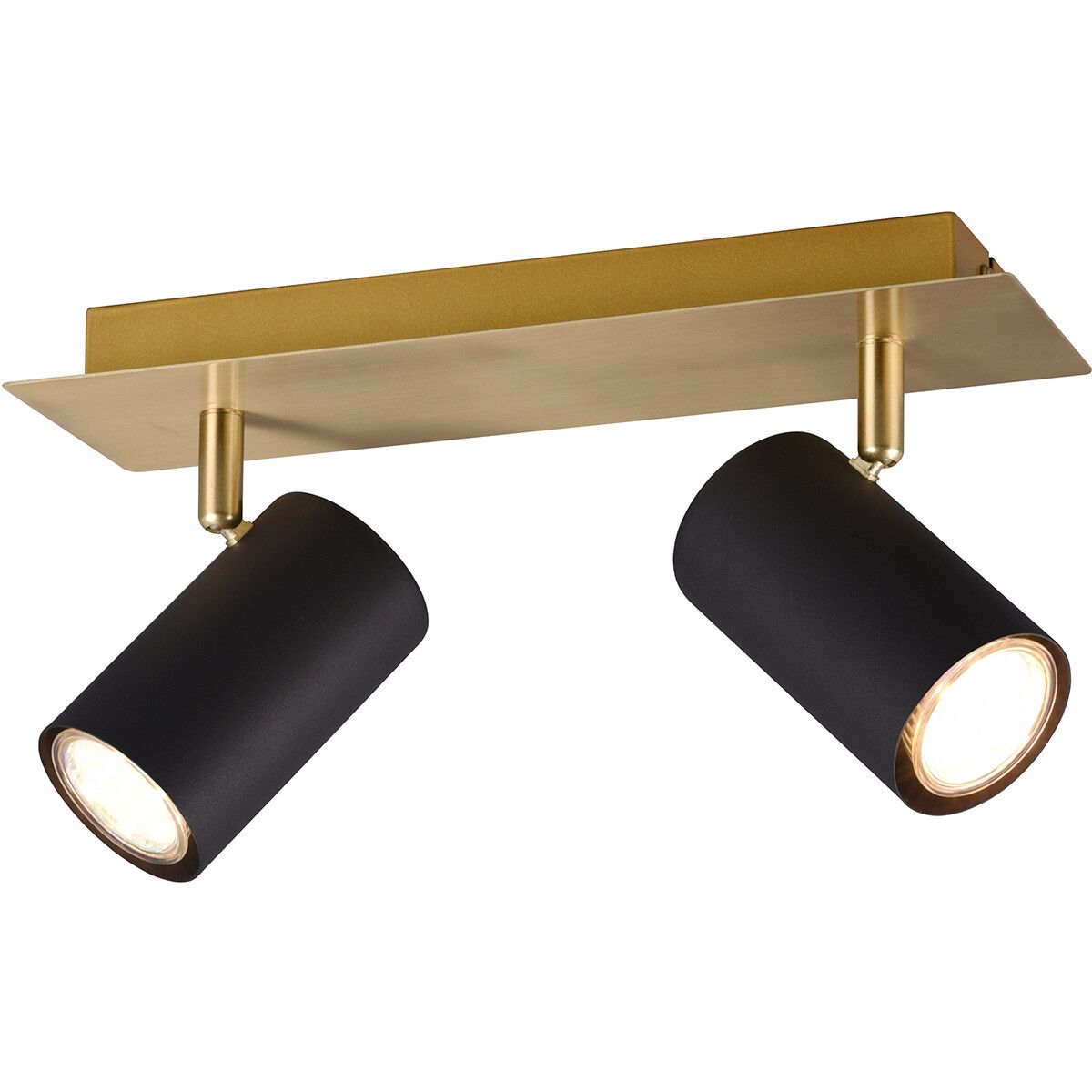 BES LED Trion Milona Wandspot - GU10 - 2-lichts - Rond - Zwart/Goud - Aluminium - 150cm