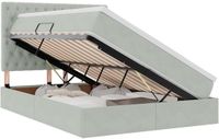 vidaXL LED-bed met opbergruimte en matras, lichtgrijs, 140 x 190 cm, fluweel