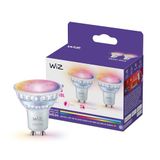 WiZ Smart LED Glass GU10 Spotlight, Gekleurd en instelbaar wit licht, 50W equivalent, 2200-6500K, 345 lumen, dimbaar, werkt met Alexa, Google Assistant en Apple Home, 2-pack