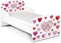 OEM Wan GmbH Kinderbed met Matras - Peuterbed Houten Bed - Veilig Slapen - UV-Druk Harten - 140x70 cm - Wit