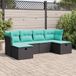 Maison Exclusive - Ensemble de meubles de jardin 6 pièces avec canapé et coussins, noir, en polyrotin