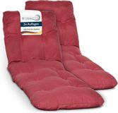 Beautissu Flair RL 2x Ligbedkussen Tuinkussen Ligstoel Zonnebed Kussen voor Tuin Meubelen 190x60x8 cm Rood