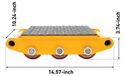 Chariot de transport 15 tonnes - Rouleau de transport industriel - Pivotant à 360° - Haute capacité de charge - Chariot de machine - Transport de charge - Jaune