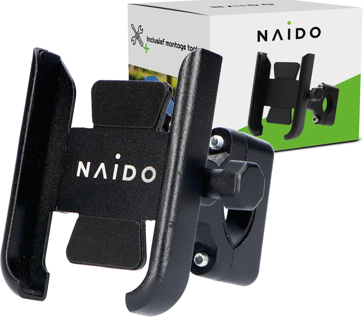 Naido Universele Telefoonhouder Fiets - ook voor Motor - GSM houder - Fietshouder - Aluminium – Zwart