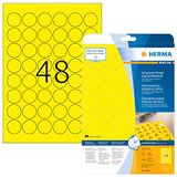 HERMA 8034 weerbest folielabels A4 (Ø 30 mm, 25 velles, polyesterfolie, mat, rond) zelfklevend, bedrukbaar, extreme sterk klevende etiketten, 1.200 outdoor signaleringsetiketten voor printer, geel