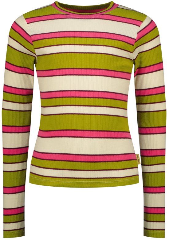 Vingino - Icon stripe top - Meisjes - T-shirts - Maat 128 - Katoen/Elastaan - Korte mouw - Golden lime