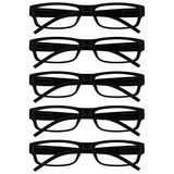 Leesbril The Reading Glasses Company ACE Leesbril, 5 stuks, smal montuur, veerscharnieren, zwart, uniseks model, mannen en vrouwen, RRRRR32-1 - +2.00