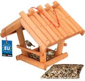KOTARBAU® Hangend Houten Vogelvoederhuisje, Hout, 27x28x26 cm, Mahonie Kleur, Vogelvoederhuisje Om Op Te Hangen, Vogelvoer 0.5 kg, Weerbestendig, Voor Tuin Balkon Terras