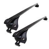Summit SUP-857 Premium geïntegreerde balustradestang voor auto's met looprails, zwart staal, set van 2