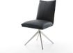 DELIFE Chaise de salle à manger Lelio-Flex piètement croisé acier inoxydable cuir véritable noir pivotant à 360° fonction basculante noyau à ressorts ensachés