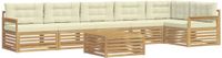 vidaXL Hoek loungeset 6 zitplaatsen acacia hout wit en crème