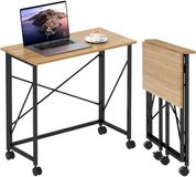 Homcom Klappbarer Schreibtisch MDF Eiche 80x40x75 cm mit Rädern