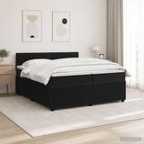 vidaXL Boxspringbed met matras, Zwart, 200 x 200 cm, Fluweel