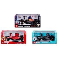 Bburago F1 Voertuig en Bestuurder Beeldje met Helm Set Willekeurig Model