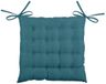 Stof Textile stoelkussen BEA - petrol blauw - 40 x 40 x 4 cm - touwtjes sluiting - binnen/buiten - zitkussens plat