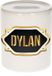 Bellatio Decorations Shoppartners Bv Spaarpot met voornaam Dylan - wit - met goud/zwart embleem - 8 x 9 cm - keramiek - met afsluitdop - cadeau verjaardag