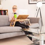 Merkloos Laptoptafel voor bed, laptoptafel voor lezen, Hout, Ovaal, 30H x 69W x 35D cm