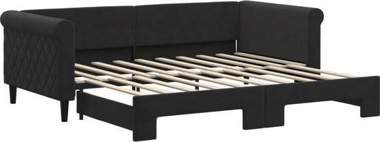 vidaXL Slaapbank met onderschuifbed 90x190 cm fluweel zwart