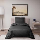 TRANKIELO® Housse de couette 135x200 cm Noir 100% microfibre 2 pièces