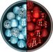 Decoris Boules de Noël - 74x St - Rouge et Bleu Glace - 6 cm - Plastique