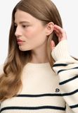 Superdry - Dames Oversized Gestreepte Trui - Katoen - OFF WHITE/NAVY STRIPE - Maat 16
