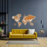 LosokaWood Décoration murale carte du monde avec rétroéclairage LED 3D Wzór XIV