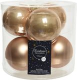 Decoris Kerstballen - 6x st - toffee bruin - 8 cm - glas