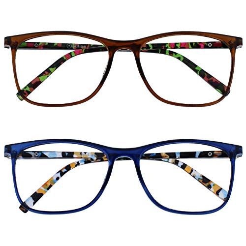 Opulize Arc 2 Stuks Leesbril - Bruin Blauw Patroon - +1.50