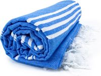 The One Towelling Hamam Sultan handdoek - 100 x 180 cm - Blauw/Wit
