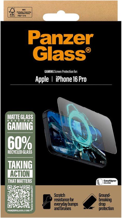 PanzerGlass Serie - iPhone 16 Pro Screenprotector - Ultra-Wide Fit - 9H - Gaming
