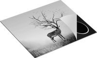 Chefcare Inductie Beschermer Hert met een Bomen Gewei - Zwart Wit - 57,6x51,6 cm - Inductie Mat