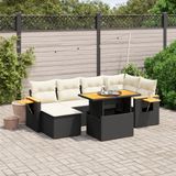Maison Exclusive - Ensemble de meubles de jardin 7 pièces avec canapé et coussins, noir, en polyrotin