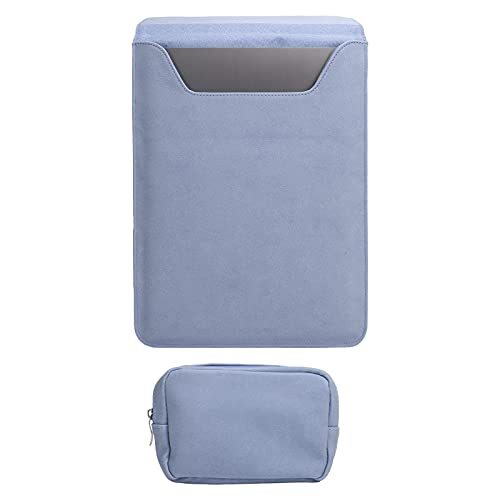 ciciglow Laptoptas, 13,3 Inch PU Lederen Opbergkoffer voor Laptopbescherming, Laptoptas met Stroombrontas Geschikt voor IOS Air/Pro/(Blauw)