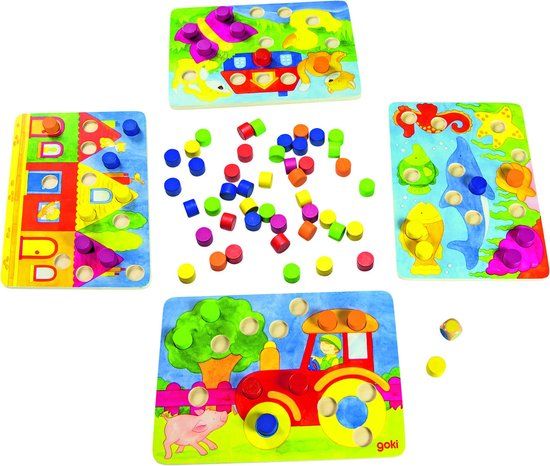 Goki Kleurrijk Spel - Houten Coöperatief Spel voor Kinderen vanaf 3 Jaar