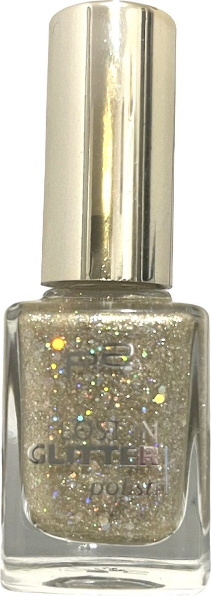 P2 Cosmetics Lost In Glitter Nagellak 020 Get Gorgeous! - Goud-glitter