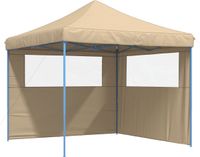 vidaXL Partytent, inklapbaar, pop-up model, met 2 zijpanelen, beige