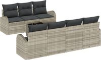 vidaXL Tuinbank Set 8-delig Lichtgrijs Poly Rattan