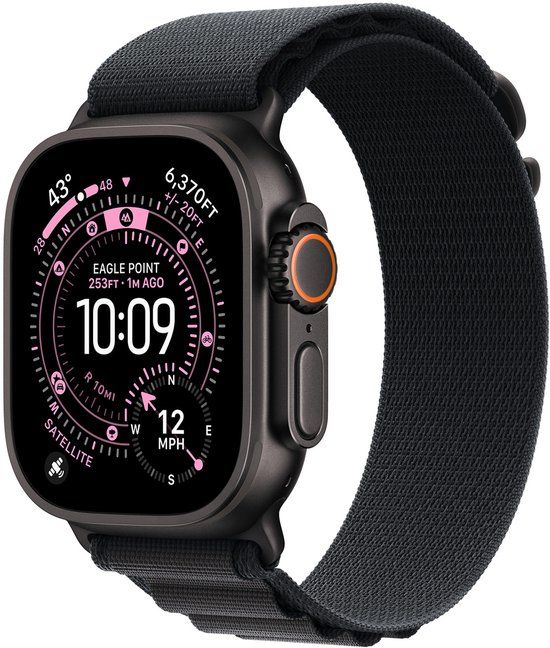 Apple Alpine Loop Band voor de Apple Watch | 44/45/46/49 mm - Maat L - Black / Natural Titanium