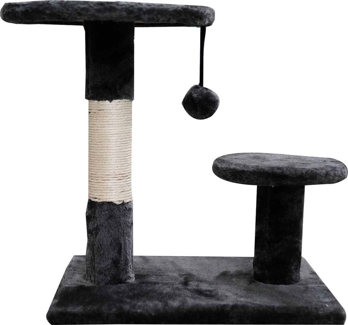 Beyoliving Krabpaal Kattenkrabpaal met sisal krabpaal 40 cm hoog voor kittens Zwart