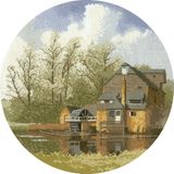 Heritage kruissteekset Aida "watermolen (A)", tellpatroon, JCWM369-A, diam 25,5 cm