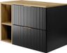 3E 3xE living.com Badkamerkast, zwart/eikenhout, met gouden handgreep, 80 x 57 x 46 cm