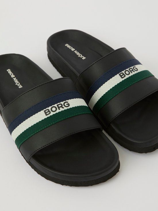 Björn Borg Heritage Badslipper Heren Met Strepen - Zwart - Maat 44