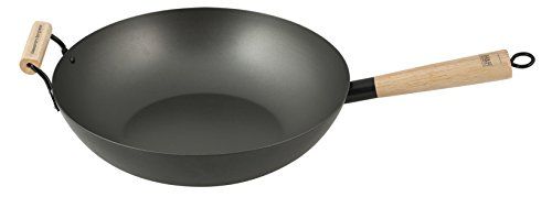 H wok antiaderente borghese manico legno cm32