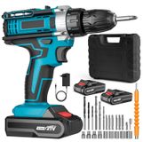 21V batterie-perceuse/visseuse - Perceuse/visseuse - Haute vitesse : 1600 tr/min - Batterie rechargeable - 2 batteries incluses - Prise UE