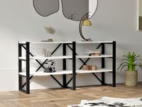 Hanah Home Stijlvolle boekenplank, wandmontage, wit en zwart, 133,2 cm, 100% melamine gecoat particle board, 18 mm dik, meerdere planken voor extra opslag
